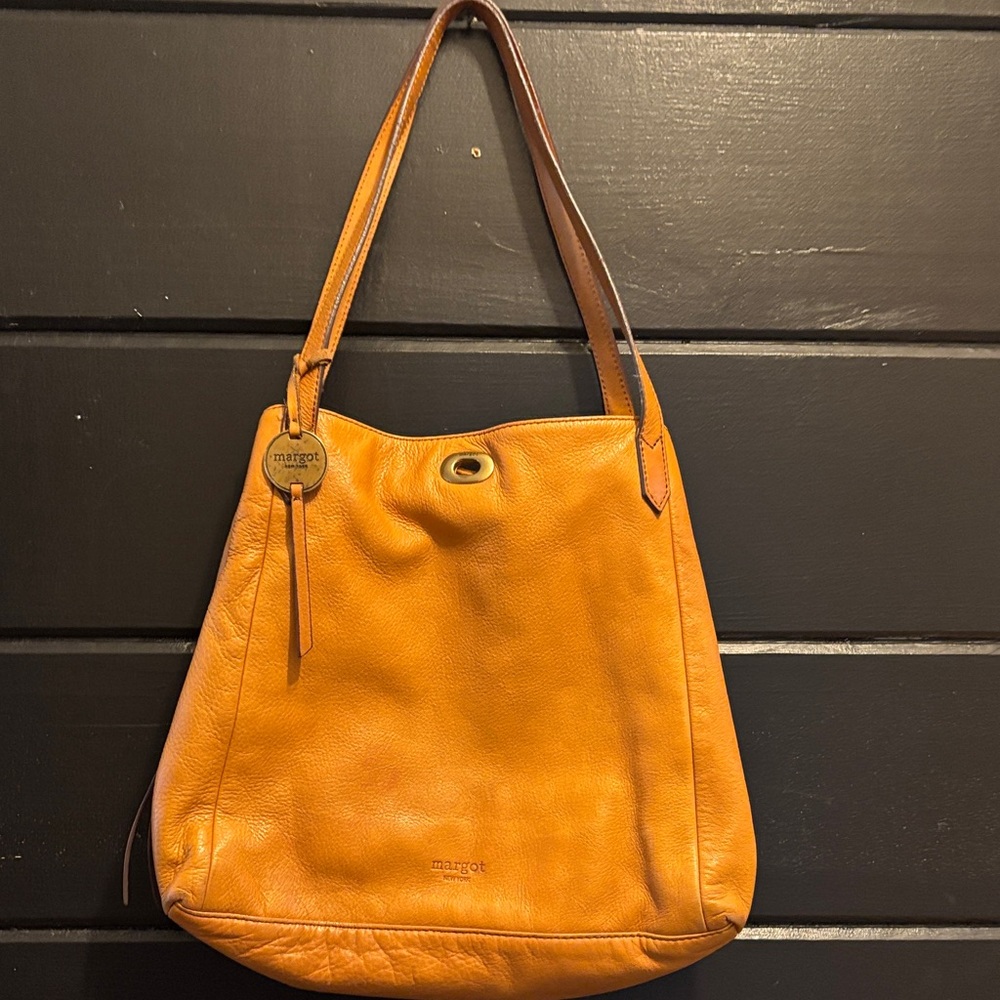 Margot Tangerine Leather Shoulder Bag